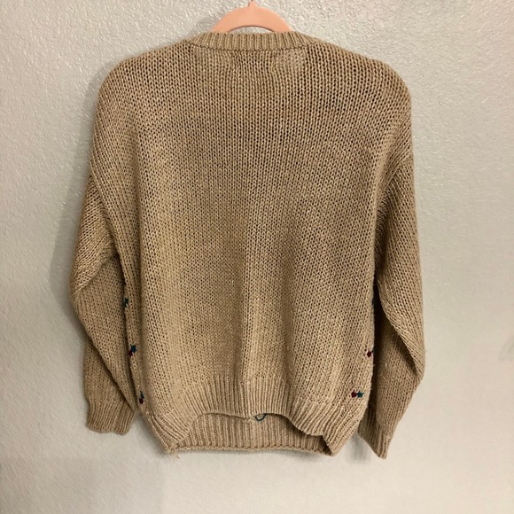 JJ Fargo Handknit Sweater Women's Large (L) Camel Colored Maroon Navy VNTG 80s - Picture 10 of 10
